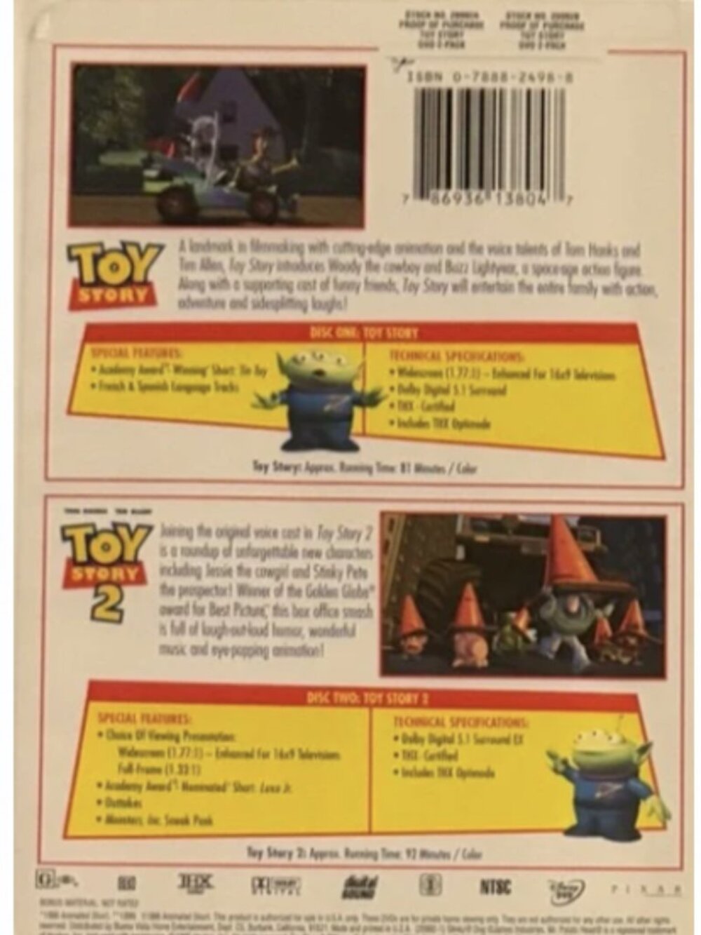 Disney Pixar Toy Story 1 & 2 DVD Set | Bundle & Save 5 for $25 - Picture 3 of 3